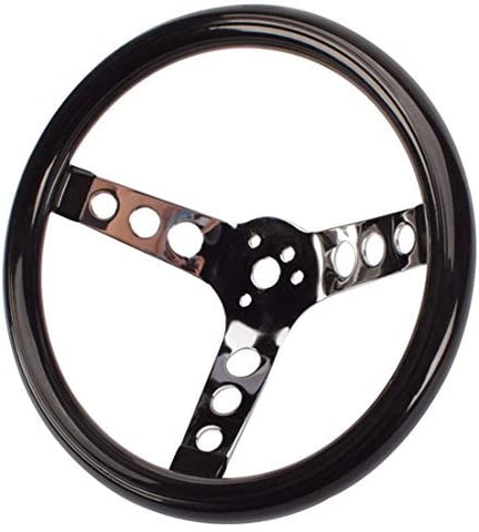 Classic Black Steering Wheel, 12 Inch, w/Holes