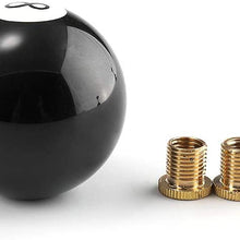 Top10 Racing 8 Ball Billiard Black Round Shift Knob Acrylic Gear Shift Knob with 3 Adapters Universal Fit for Manual Car M 81.25, M 101.25, M 101.5, M 121.25