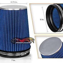 BLUE 4" 102 mm Inlet Truck Cold Air Intake Cone Replacement Performance Washable Clamp-On Dry Air Filter (8" Tall)