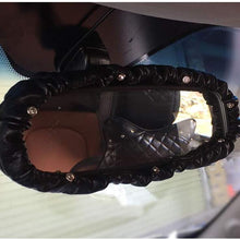 Siyibb Leather Car Stretchy Rearview Mirror Cover with Crystal Decor for Women