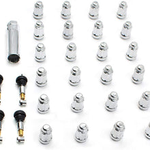 Wheel Accessories Parts Lug Nut Kit 1.38" Long Closed End Bulge Acorn Spline Lug Nuts Small Diameter with Key (Chrome, 24 Lug 1/2x20)