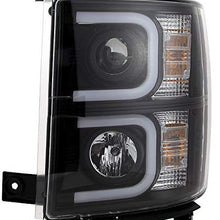 Xtune 2014-2015 Silverado Black Cyclop Optic LED Light-Tube Projector Headlights Pair Left+Right