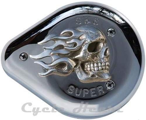 High Polished Flaming Skull S&S Air Cleaner Insert. Fits S&S Super E and G Air Cleaners.