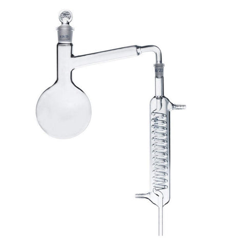 TEHAUX Glass Graham Condenser Coil Glass Condenser Laboratory Glassware with 10 mm Glass Hose Connections Condensing Tube Chemistry Tool