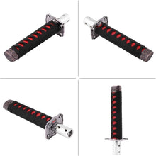 TKSE Universal Japanese Sword Car Gear Shift Lever Knob Shifter with 4 Adapters Black + Red
