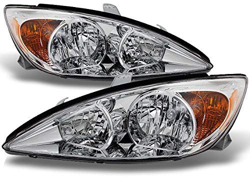 For Toyota Camry LE SE XLE Chrome Clear Headlights Front Lamps Replacement Left + Right Pair set