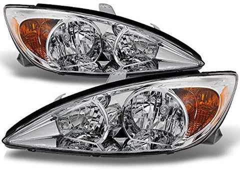 For Toyota Camry LE SE XLE Chrome Clear Headlights Front Lamps Replacement Left + Right Pair set