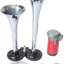 Micozy Dual Air Horn 12V 150DB Super Loud Chrome Trumpets with Compressors for Car Truck Train Van Boat Universal