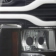 For GMT900 Chevy Silverado Pickup Truck Dual LED Tube DRL Black Projector Headlights Pairs Lamps