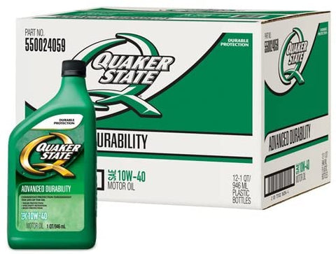 Quaker State 550024059-12PK 10W-40 Advanced Durability Motor Oil - 1 Quart (Pack of 12)