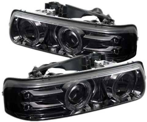 Spyder Auto PRO-YD-CS99-HL-SMC Chevy Silverado 1500/2500/3500/Chevy Suburban 1500/2500/Chevy Tahoe Smoke Halo LED Projector Headlight with Replaceable LEDs