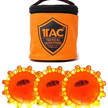 1TAC 3Pack LED Road Flare Discs with Zip Pouch 15 LED Emitters Per Disc 9 Modes of Emergency Light Magnetic Base Utility Hook Waterproof Crush Proof Shock Proof Can Be Seen Up to 5000 Feet Away