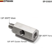 EPMAN 1/8'' BSPT Oil Pressure Sensor Tee to NPT Adapter Turbo Supply Feed Line Gauge