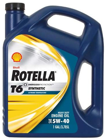 Shell Rotella T6 Full Synthetic Heavy Duty Engine Oil 5W-40, 1 Gallon, Pack of 3