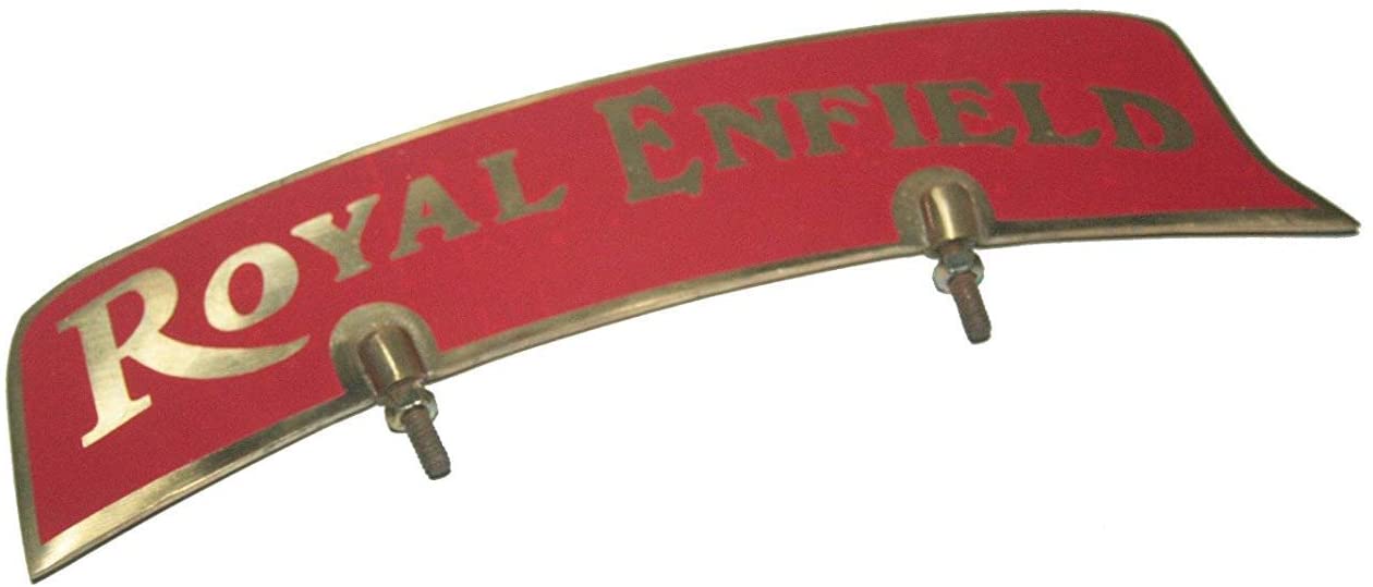 Uniq World Wide Royal Enfield Brass Made Red Sticker Front Mudguard Number Plate