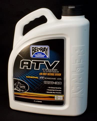 BEL-RAY ATV TRAIL MINERAL 4T ENGINE OIL 10W-30 (4L), Manufacturer: BEL-RAY, Manufacturer Part Number: 99040-B4LW-AD, Stock Photo - Actual parts may vary.