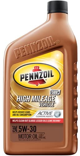 Pennzoil High Mileage Vehicle 5W30 Motor Oil - 1 Quart Bottle, Pack of 6