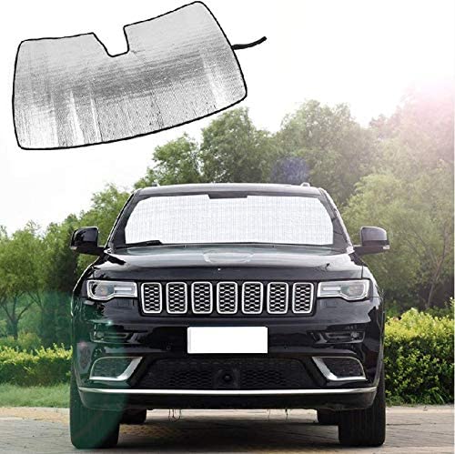 RT-TCZ Windshield Sun Shade Foldable Sun Visor Aluminum Foil Sunshade for 2011-2020 Jeep Grand Cherokee