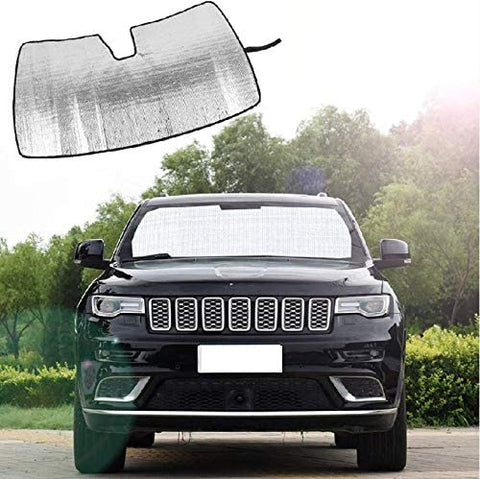 RT-TCZ Windshield Sun Shade Foldable Sun Visor Aluminum Foil Sunshade for 2011-2020 Jeep Grand Cherokee