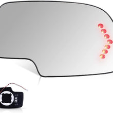 SCITOO Compatible fit for Exterior Mirror Replacement Glasses Driver Left Side Power Heated Signal 2003-2007 for Chevy Silverado Suburban for GMC Sierra Yukon Replacement Tow Mirror