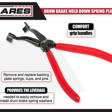 ARES 18022 - Drum Brake Hold Down Spring Pliers - High Strength Integral Head Design - Curved Neck for Easy Access and Nearly Universal Use