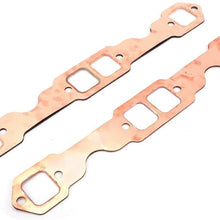 Duokon 2pcs Exhaust Gaskets, Square Port Copper Header Exhaust Gaskets Reusable Fit for SBC 327 305 350 383