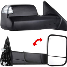 QUALINSIST Tow Mirrors Fit for 2009-2010 Dodge Ram 1500 2011-2016 Ram 1500 2500 3500 Towing Mirrors With Power Adjusted Heated Turn Signal Puddle Light Black Housing 2PCS LH and RH Side