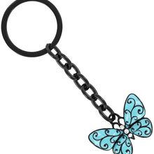 Baron-Jewelry Butterfly Key Chain Beautifully Embellished with Clear Swarovski Crystals - Blue/Green and Black