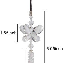 XhuangTech Crystal Butterfly Car Hanging Ornament Car Rear View Mirror Pendant Car Charm Decoration Luck Car Accessories (White Butterfly)