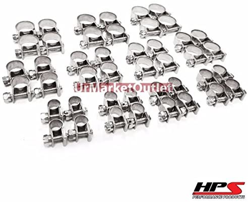 6 Set x HPS Stainless Steel Fuel Injection Hose Clamp Assortment Set 11mm-18mm Size (SAE#12 to SAE#15)