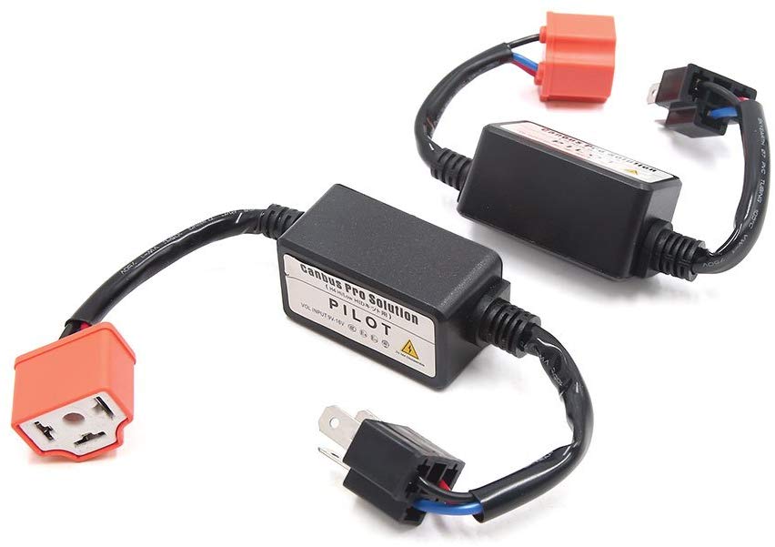 uxcell 2Pcs Ceramic 12V H4 Car LED Canbus Error Anti-Flicker Resistor Adaptor Decoder Orange Black