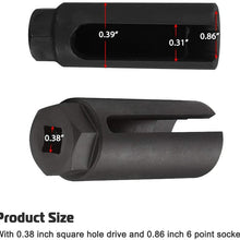 Apeixoto Oxygen Sensor Socket with Side Wire Cutout 3/8” Inch Drive x 7/8” (22mm) fits All Vehicle O2 Removal and Installation Offset Oxygen Sensor Socket
