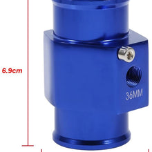 Keenso 36mm Blue Water Temperature Joint Pipe Temp Sensor Gauge Radiator Hose Adapter, Aluminum Water Temp Meter Temperature Gauge Joint Pipe Radiator Sensor Adaptor Clamps