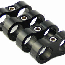 -4AN Hose Separator Clamp - Fuel line Mounting Clamps,Aluminum Hose Fitting Adapter, Great for 1/4 Fuel Hose, Oil Line, Brake Line, Water Pipe and Gas Line,4Pcs/Pack,Black
