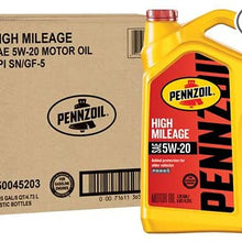 Pennzoil 550045203-3PK 5 quart 5W-20 High Mileage Motor Oil (SN Jug 3pk.)