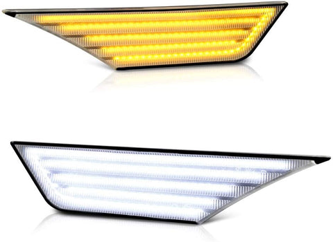 [Switchback + Sequential Turn Signal] VIPMOTOZ Full White & Amber LED Front Side Marker Turn Signal Light For 2016-2020 Honda Civic, Driver & Passenger Side