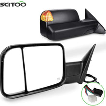 SCITOO Towing Mirrors fit for Dodge for Ram Exterior Accessories Mirrors fit 2009-2016 for Ram 1500 2500 3500 with Heated Temperature Sensor Amber Turn Signal Puddle Power Controlling Features
