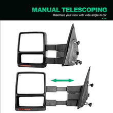 AUTOMUTO Tow Mirrors Fit for 2007-2014 For Ford F-150 Pickup Truck Left Driver and Right Passenger Side Towing Mirrors Power Heated Turn Signal Heated Puddle Light Black Housing