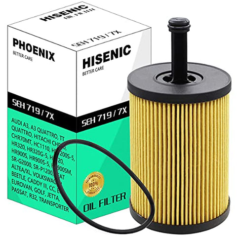 Oil Filter for Audi A3 Quattro, A3, TT, TT Quattro / VW Beetle CC Eos Golf Jetta Passat Replace Mann Filter HU 719/7 X Metal-Free 071115562C