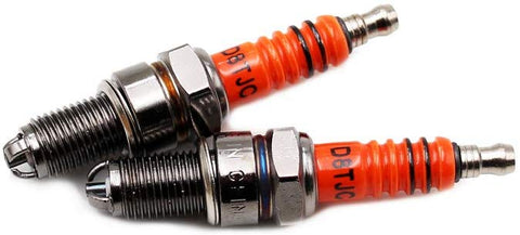 D8TJC D8TC 3 Electrode Spark Plug, PRO BAT, 2 Packed High Performance Head Spark Plug for CG Vertical CF250 CH250 Engine Series HONDA CG125 Lifan Zongshen TAOTAO, Orange
