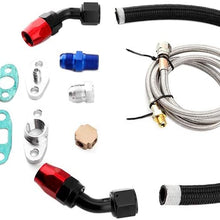 Qii lu Turbo Oil Feed Return Line Kit, AN10 Fitting Adapter Flange for T3 T4 GT35 T70 T66