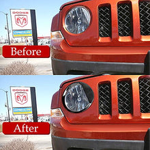 AVOMAR Front Grille Grill Mesh Grille Insert Kit + Angry Bird Style Headlight Lamp Cover Trim Compatible for Jeep Patriot 2011-2016 (Black Front Grill Mesh + Angry Bird Headlight Cover-3)