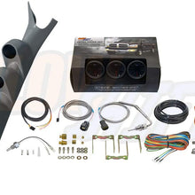 GlowShift Diesel Gauge Package for 1999-2007 Ford Super Duty F-250 F-350 6.0L 7.3L Power Stroke - Tinted 7 Color 60 PSI Boost, 1500 F Pyrometer EGT & Transmission Temp Gauges - Gray Triple Pillar Pod