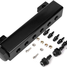 Suuonee Vacuum Block, 6 Port Vacuum Block Intake Manifold Kit Fuel Wastegate Turbo Boost 1/8NPT for Racing