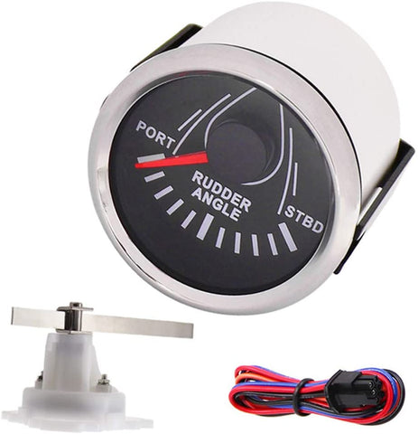 Rudder Angle Gauge Indicator 0-190 ohm Waterproof with Angle Sensor Backlight for Yacht Marine Boat 52mm (Shipped from US Warehouse)