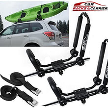 Car Rack & Carriers Universal Kayak Carrier Car Roof Rack Set of Two J-Shape Foldable Carrier for Canoe, SUP and Kayaks mounted on your SUV, Car Crossbar (black)