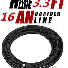 Universal Flexible 1 Meter /39.37 Inch Nylon Stainless Steel Braided AN16-16AN Oil Fuel Gas Line Hose Reinforced Strength and Durability 1.18 inch O.D. 0.87 Inch I.D. NBR+CPE Synthetic Rubber Inner
