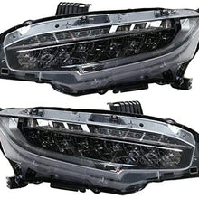 Koolzap For 16-18 Civic Front Headlight Headlamp LED Head Light Lamp w/Bulbs Set Pair