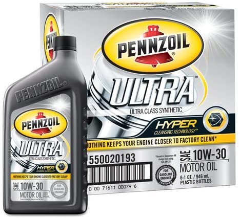 Pennzoil 550020193-6PK Ultra 10W-30 Full Synthetic Motor Oil - 1 Quart (Pack of 6)