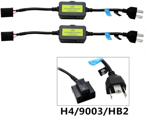 AnyCar Led Headlight Decoder H4 HB2 9003 Canbus Resistor Anti-flicker Harness Headlight Bulb Decoder for LED Headlight Warning (H4/HB2/9003)